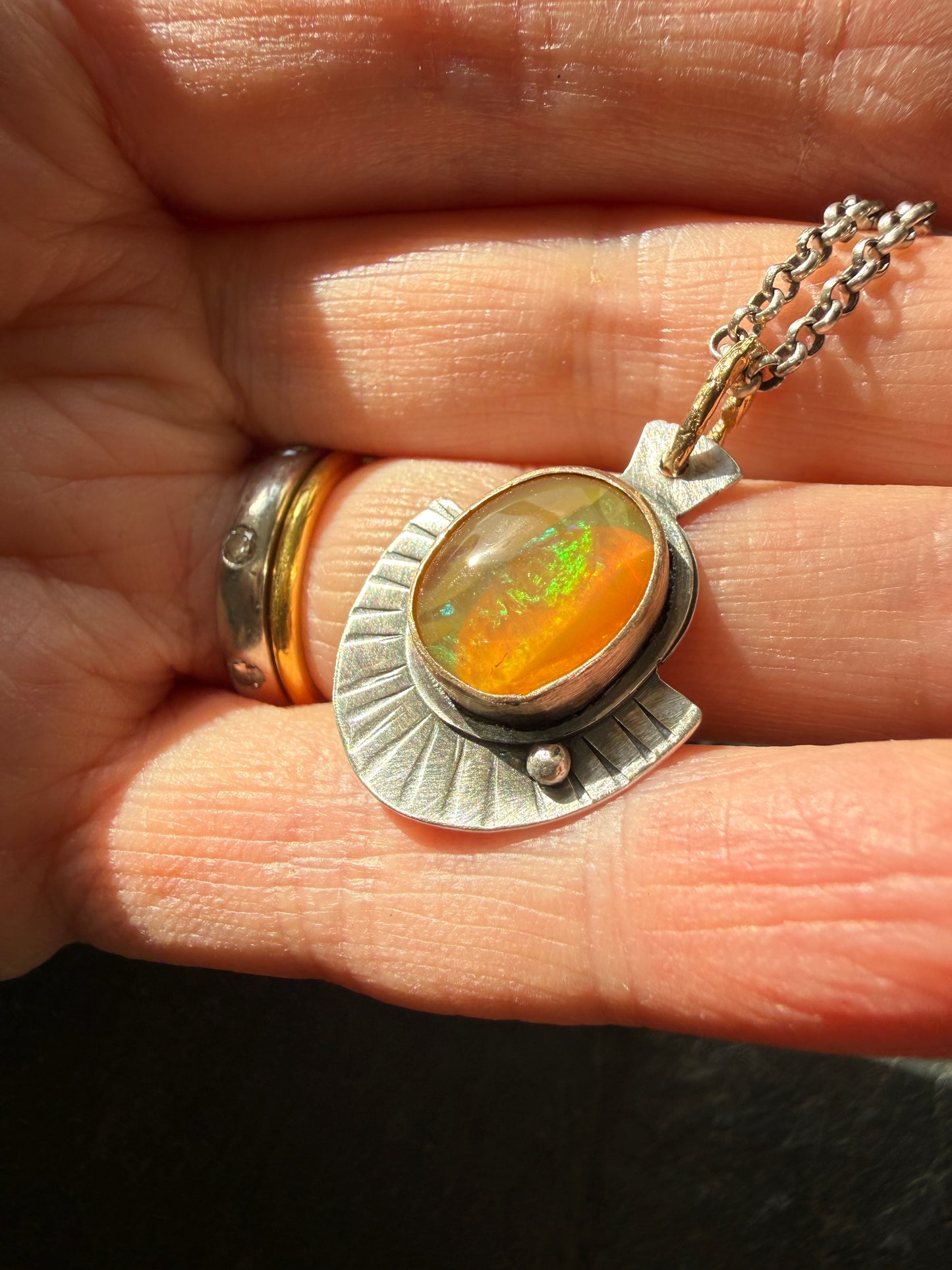 Orange Boulder Opal Necklace
