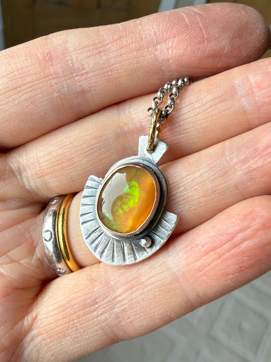 Orange Boulder Opal Necklace
