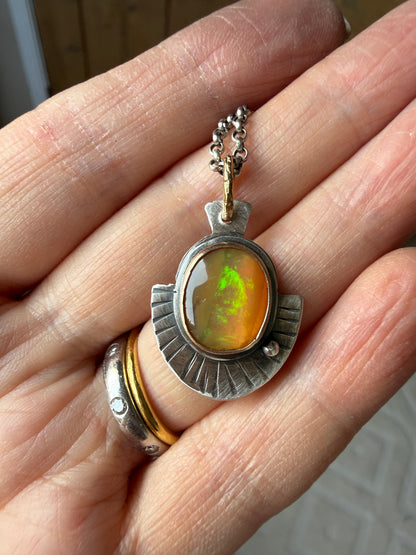 Orange Boulder Opal Necklace