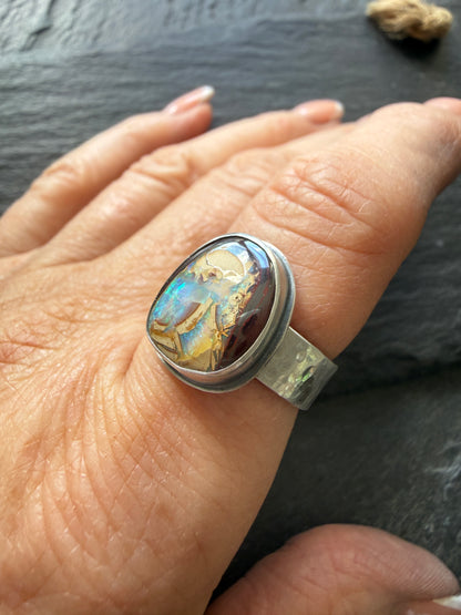 Yowah Nut Opal Ring US 7 UK N 1/2