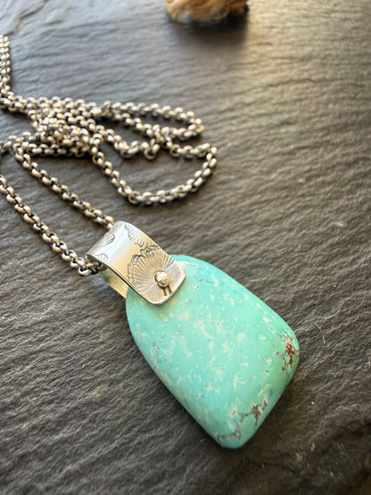 Turquoise Pendant with Flower Bail