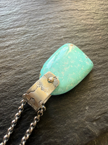 Turquoise Pendant with Flower Bail