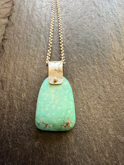 Turquoise Pendant with Flower Bail
