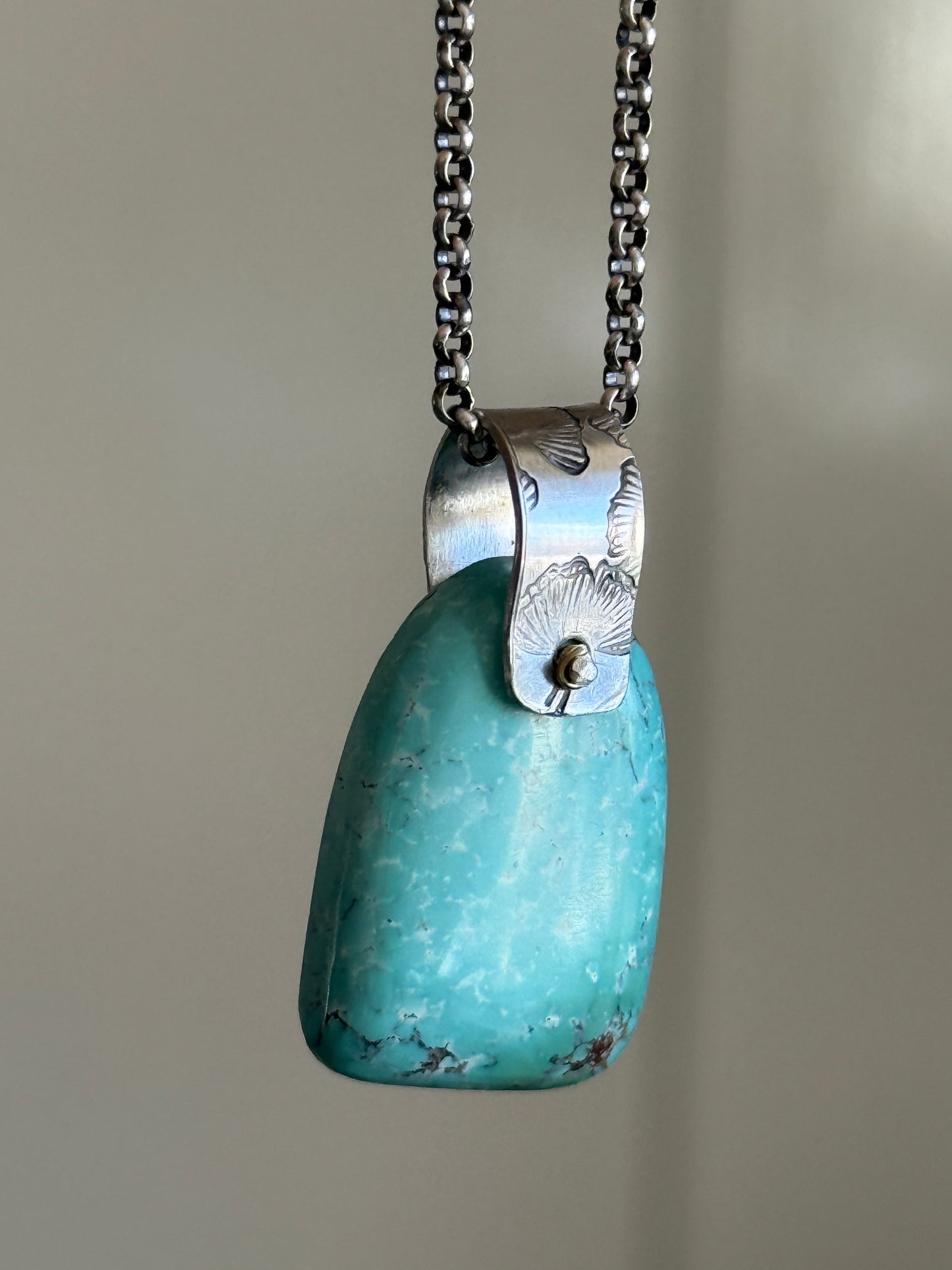 Turquoise Pendant with Flower Bail