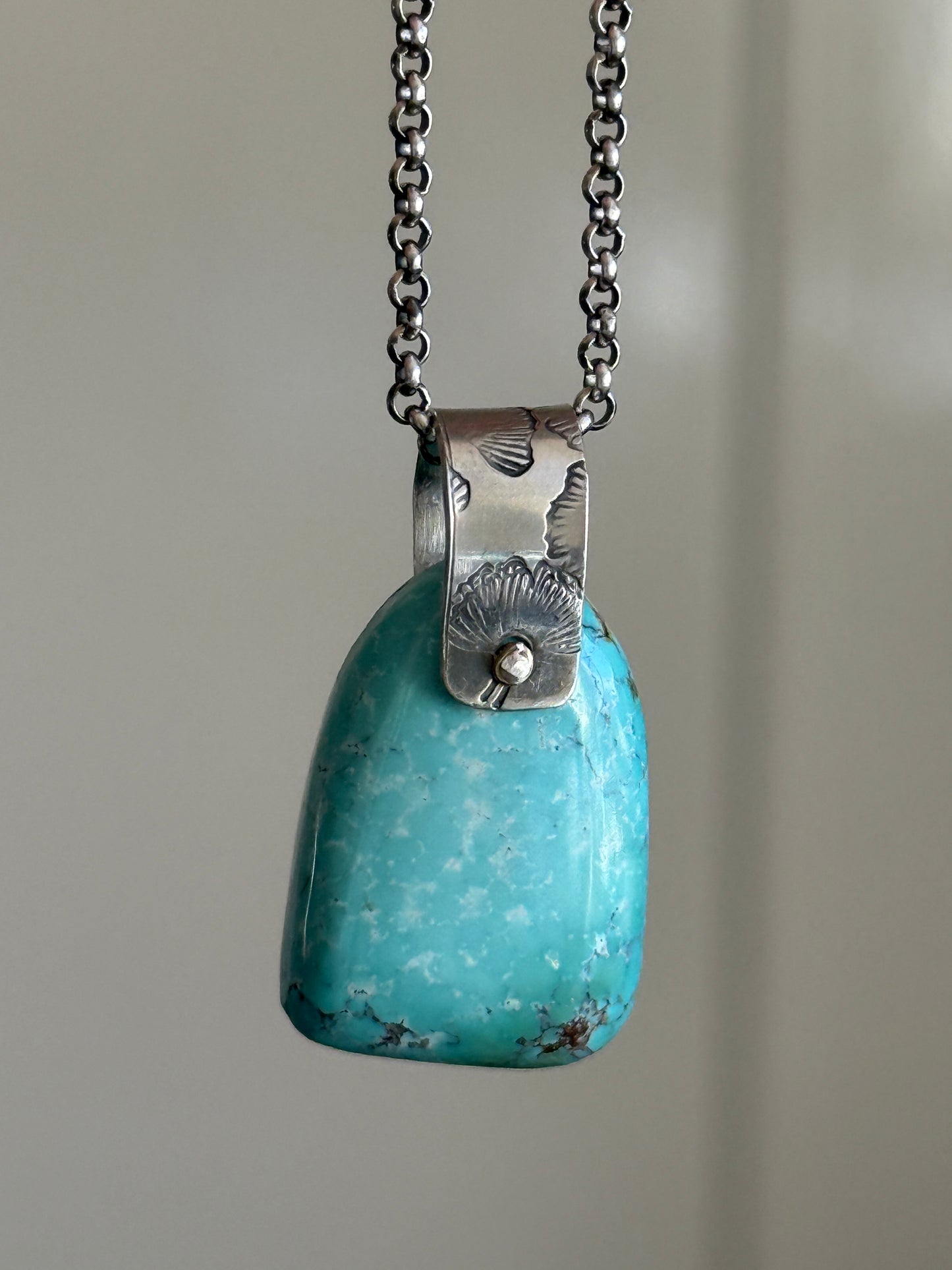 Turquoise Pendant with Flower Bail