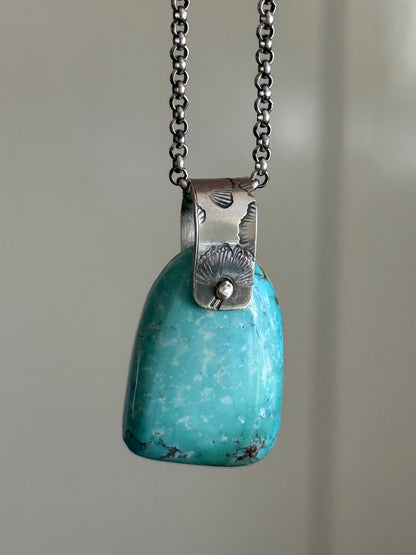 Turquoise Pendant with Flower Bail