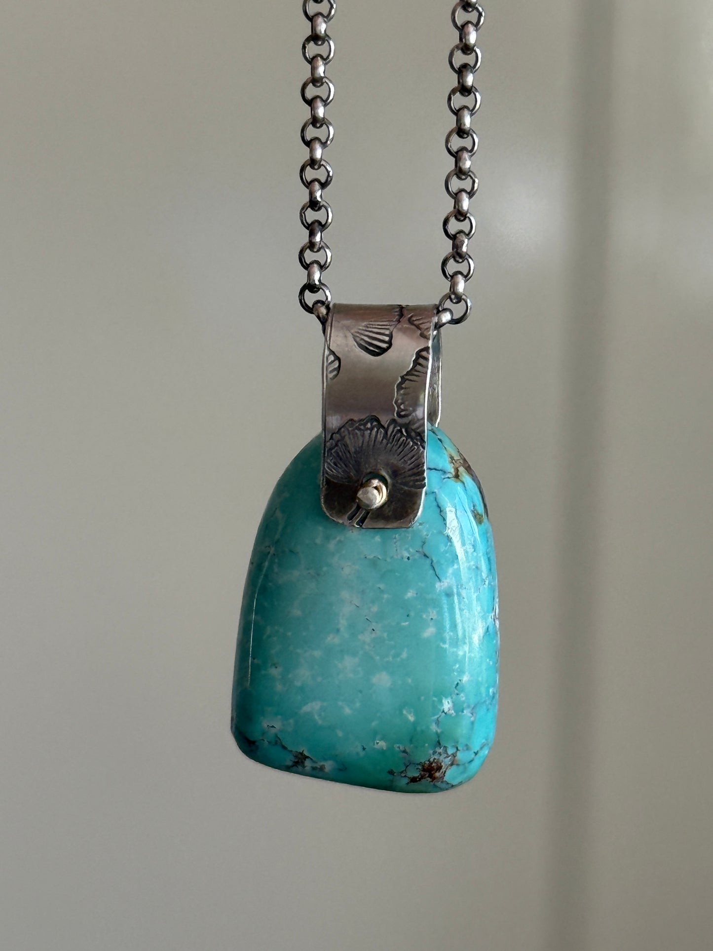 Turquoise Pendant with Flower Bail