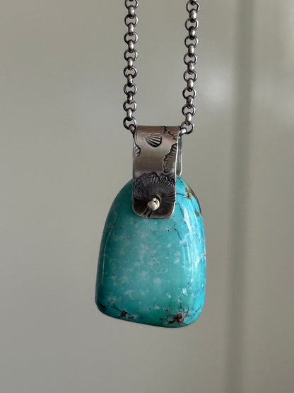 Turquoise Pendant with Flower Bail