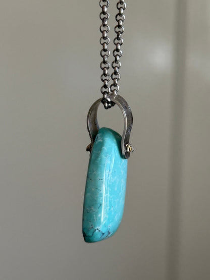 Turquoise Pendant with Flower Bail