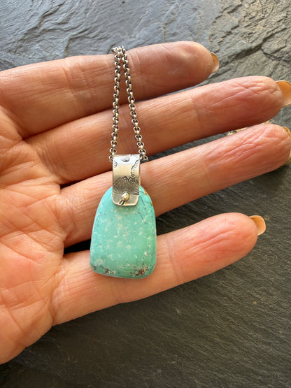 Turquoise Pendant with Flower Bail