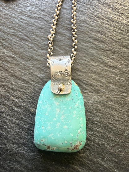Turquoise Pendant with Flower Bail