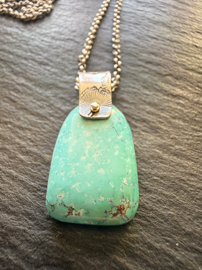Turquoise Pendant with Flower Bail