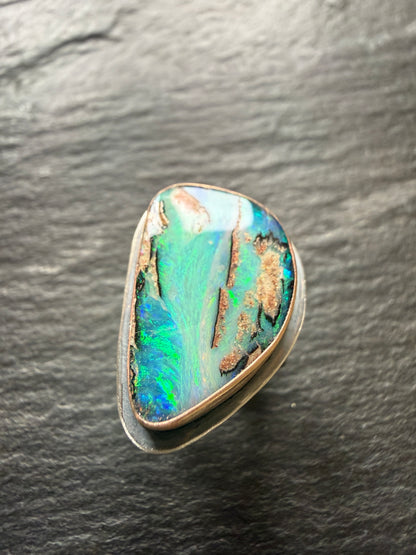 Stunning Boulder Opal Ring. Size K