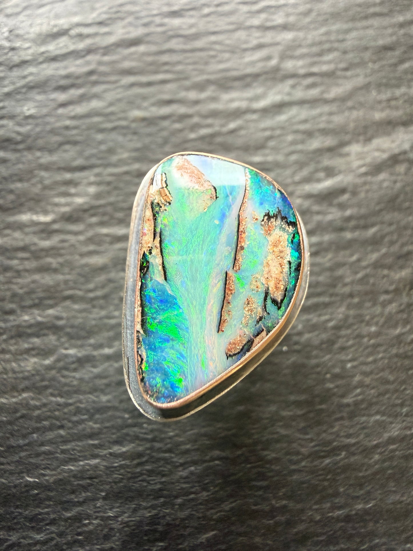 Stunning Boulder Opal Ring. Size K