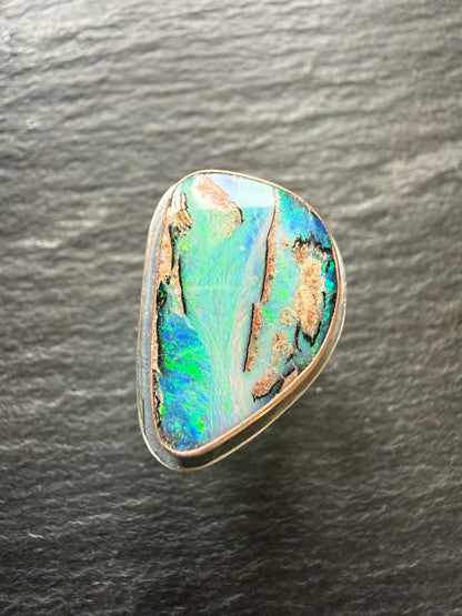 Stunning Boulder Opal Ring. Size K
