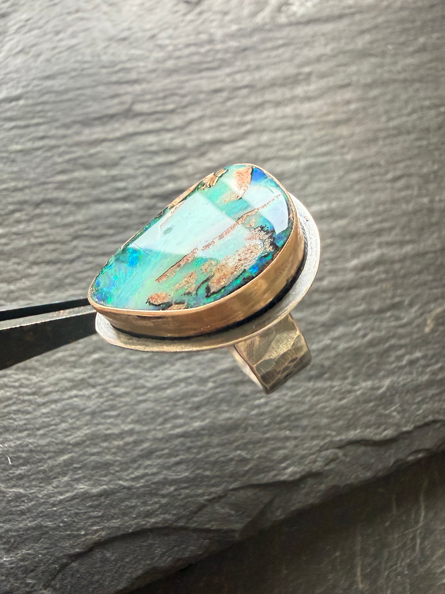 Stunning Boulder Opal Ring. Size K