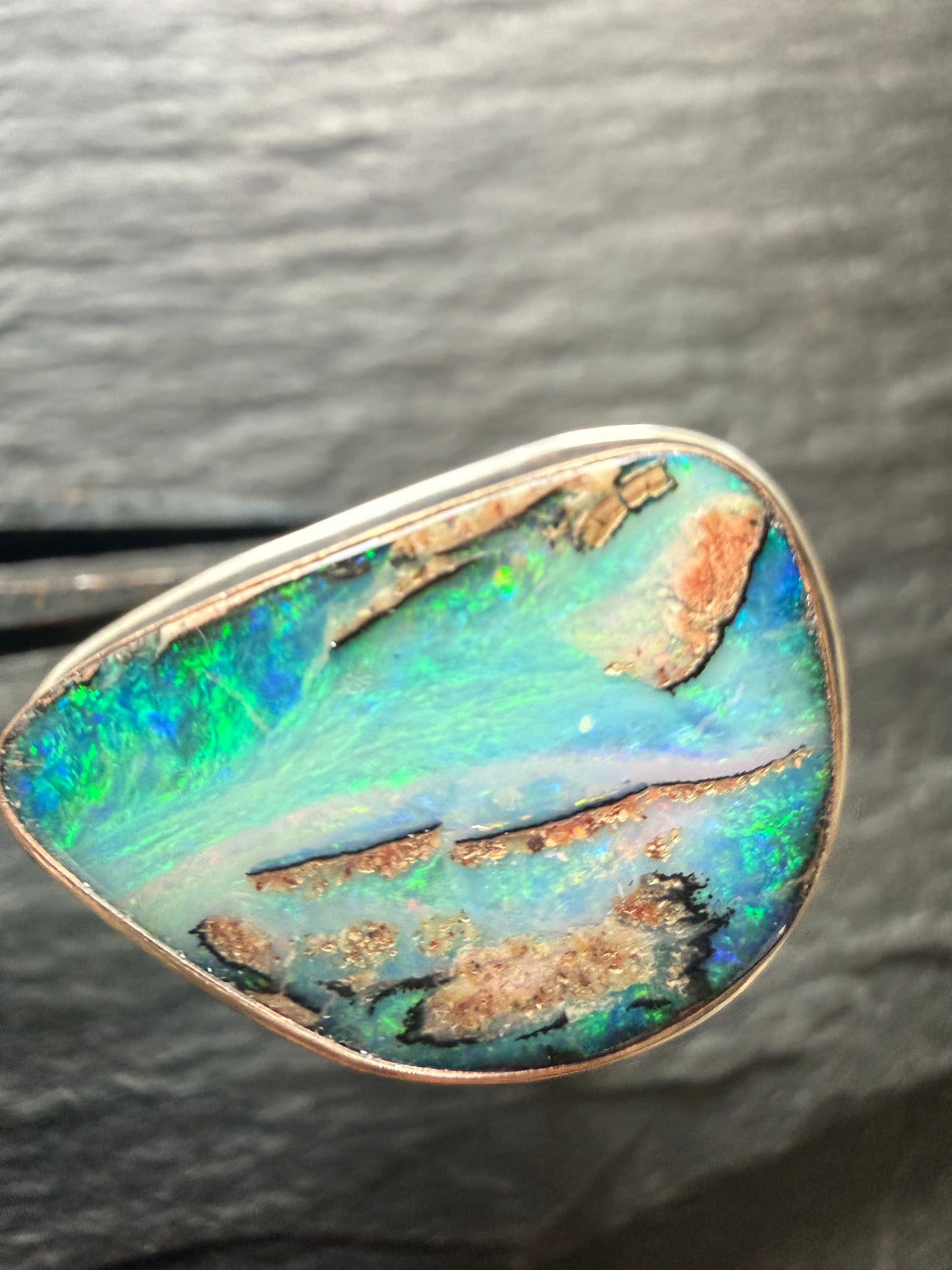 Stunning Boulder Opal Ring. Size K