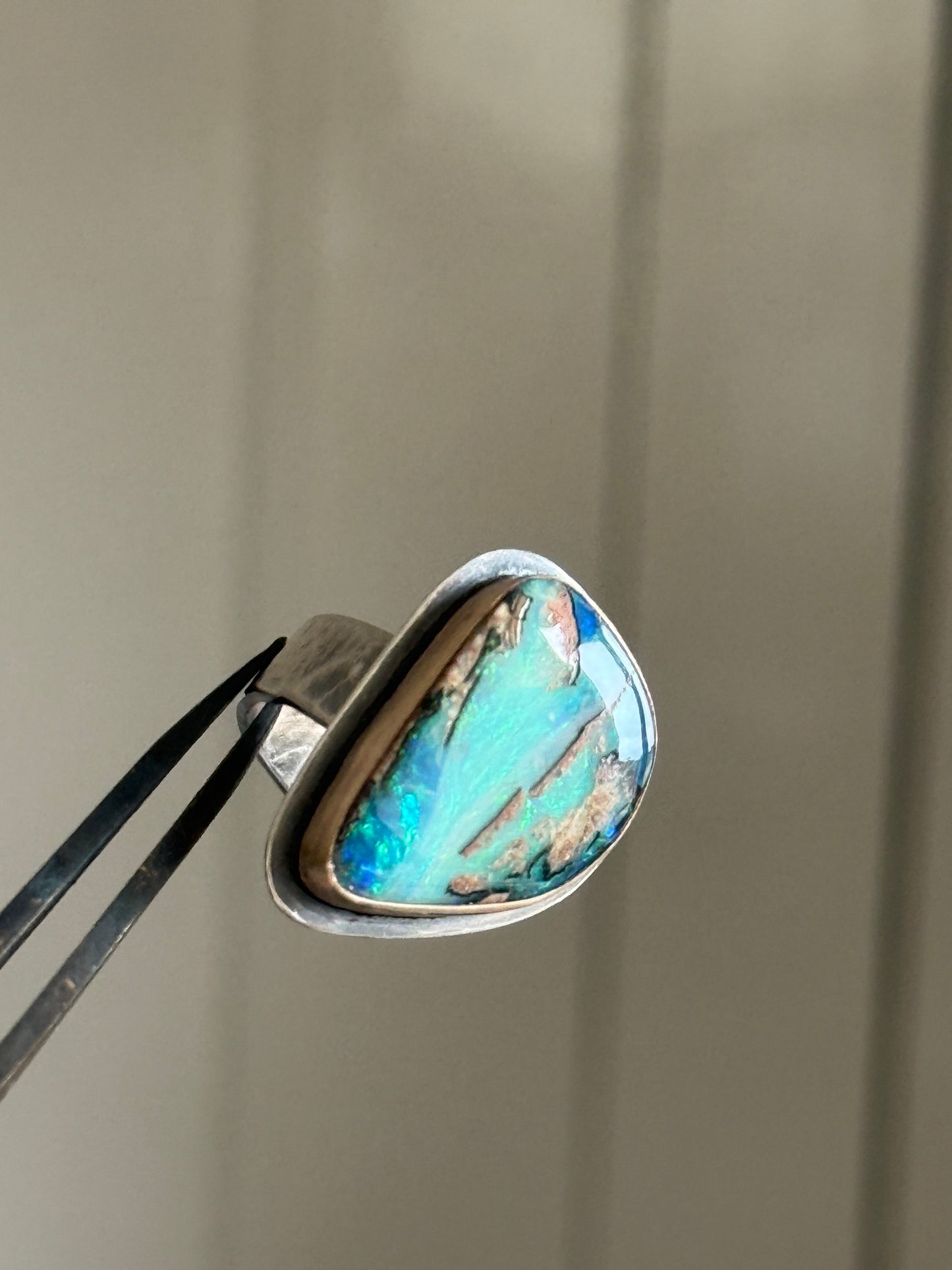 Stunning Boulder Opal Ring. Size K