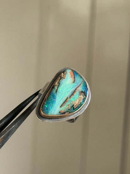 Stunning Boulder Opal Ring. Size K