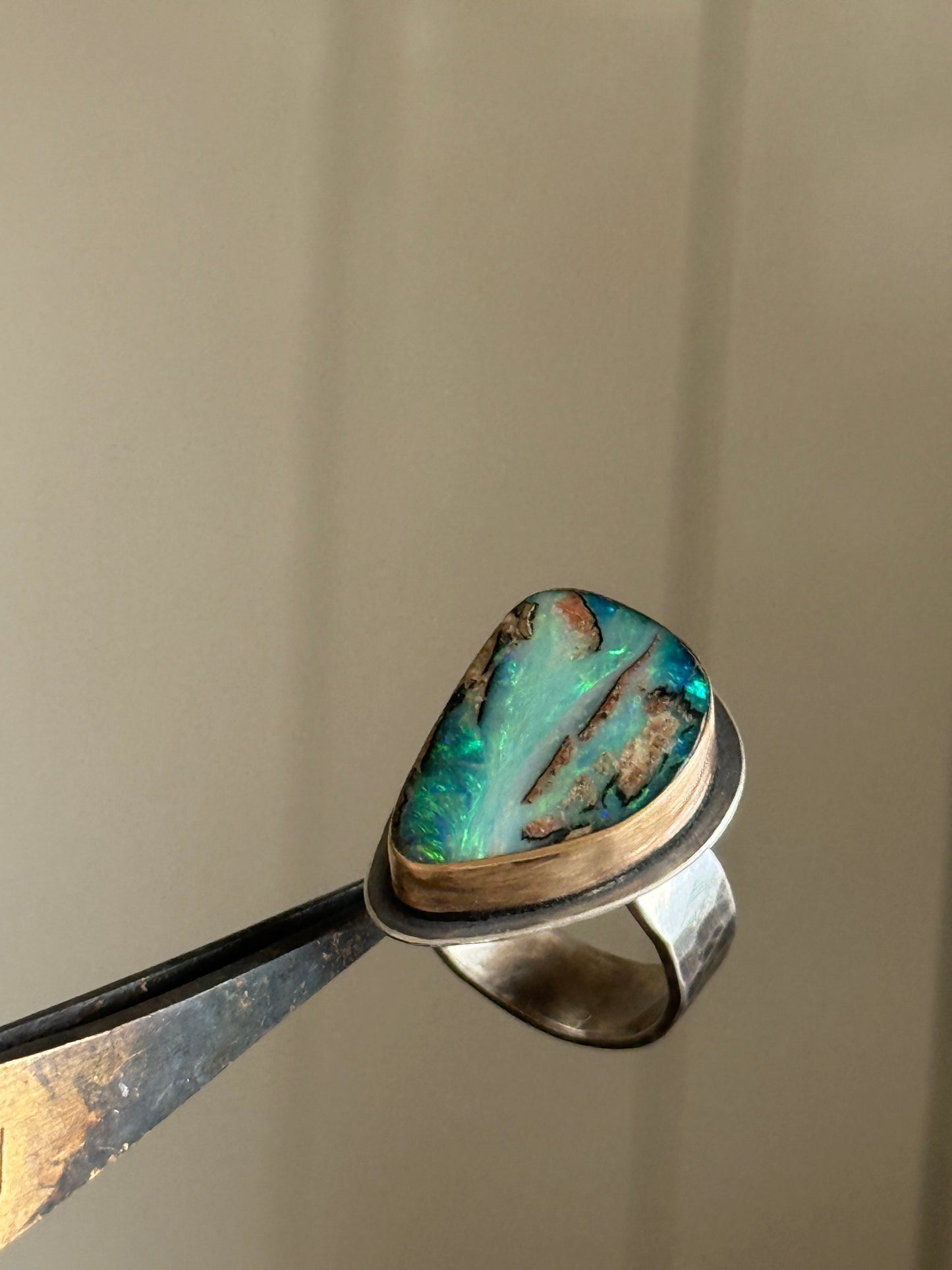 Stunning Boulder Opal Ring. Size K