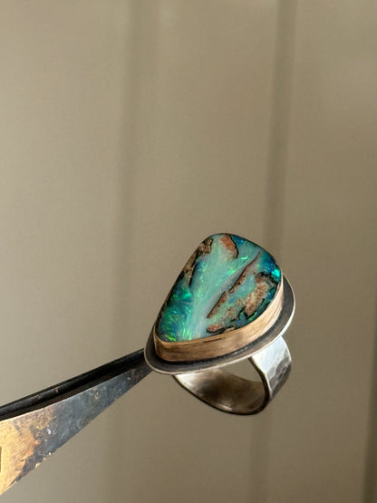 Stunning Boulder Opal Ring. Size K