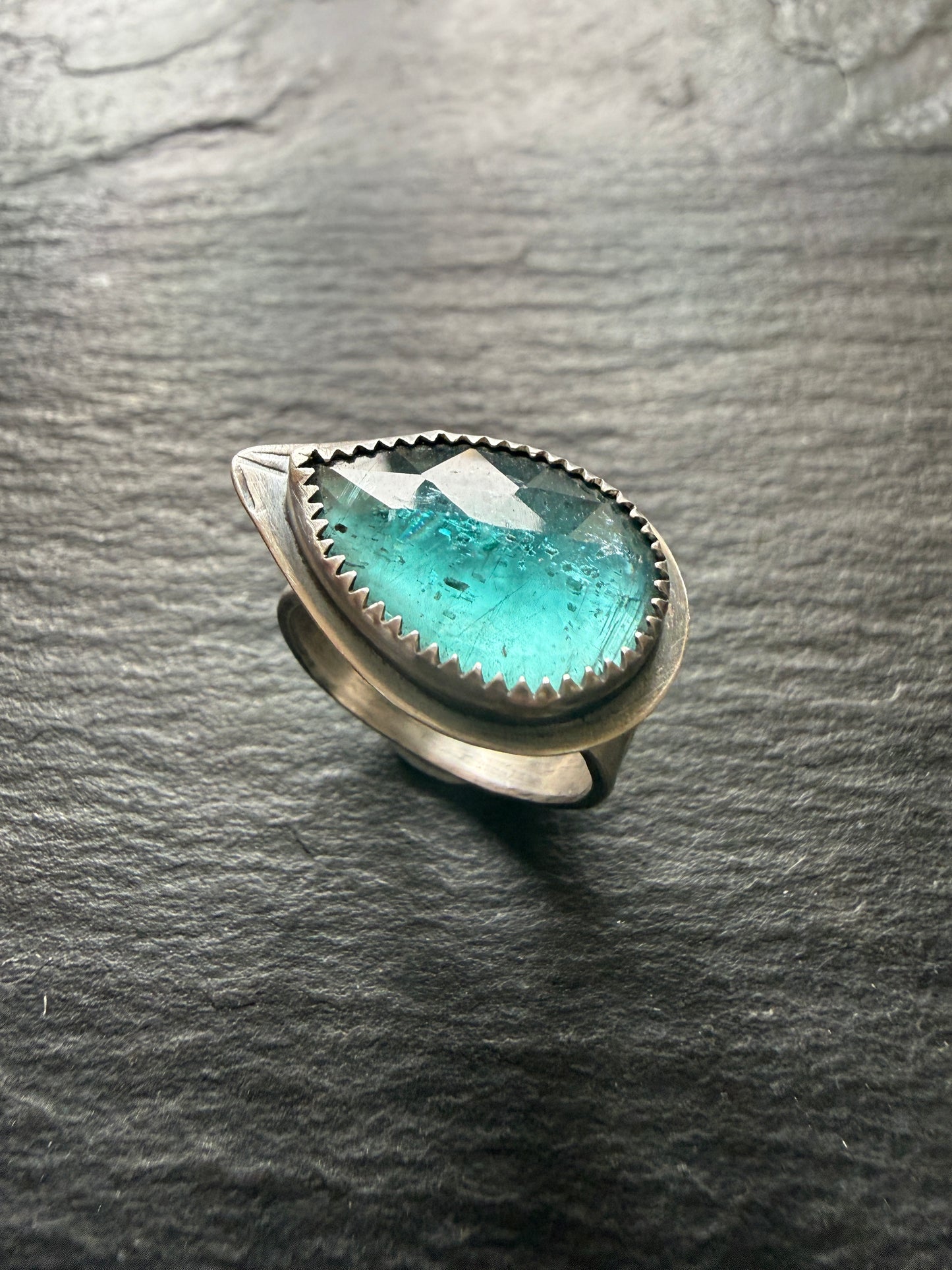 Teal Kyanite Ring US 7 UK 7 1/2