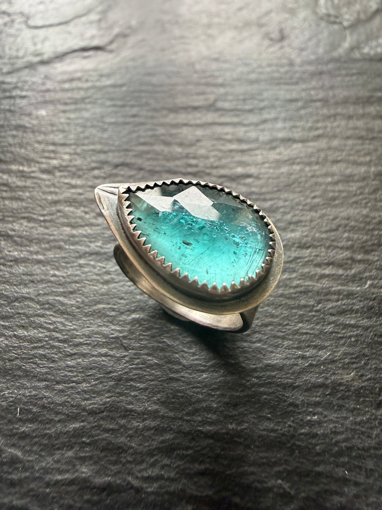 Teal Kyanite Ring US 7 UK 7 1/2