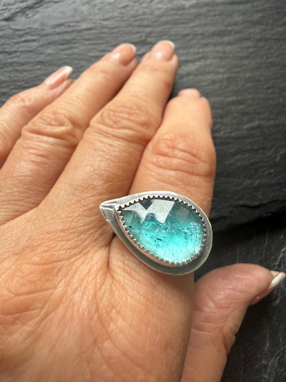 Teal Kyanite Ring US 7 UK 7 1/2
