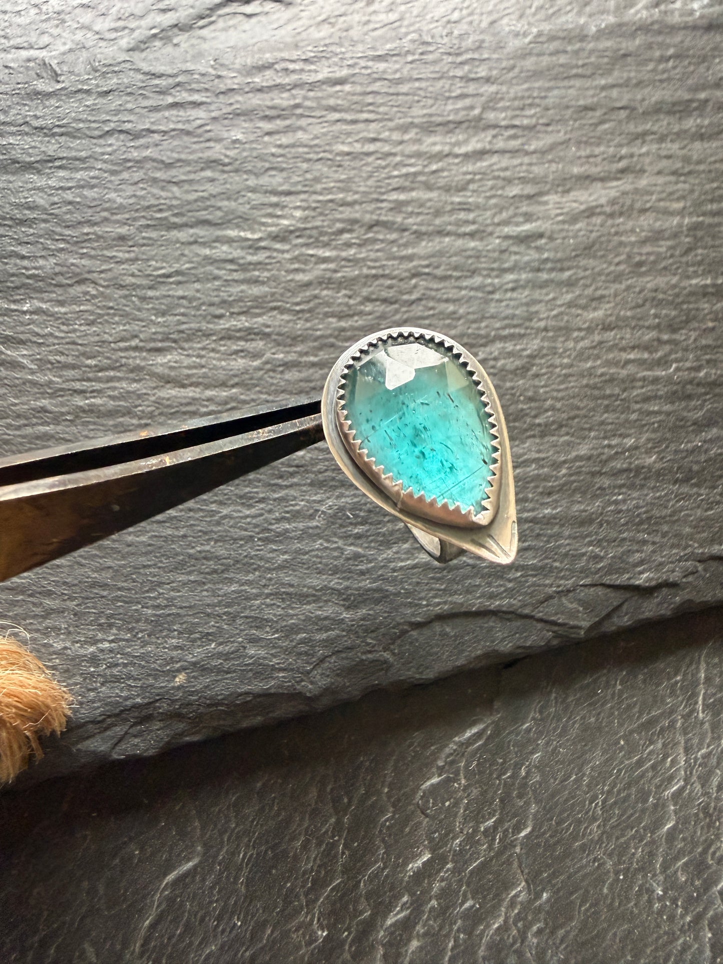 Teal Kyanite Ring US 7 UK 7 1/2