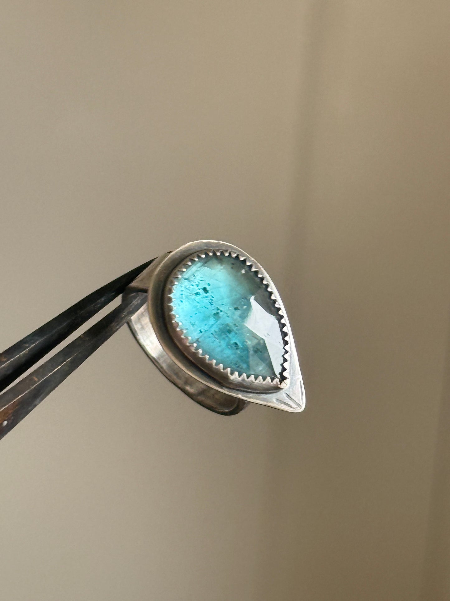 Teal Kyanite Ring US 7 UK 7 1/2