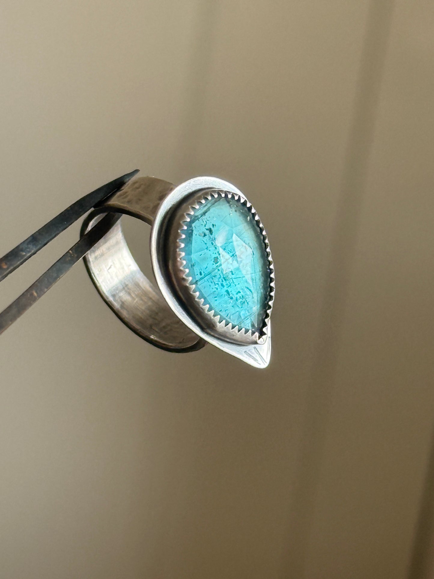 Teal Kyanite Ring US 7 UK 7 1/2