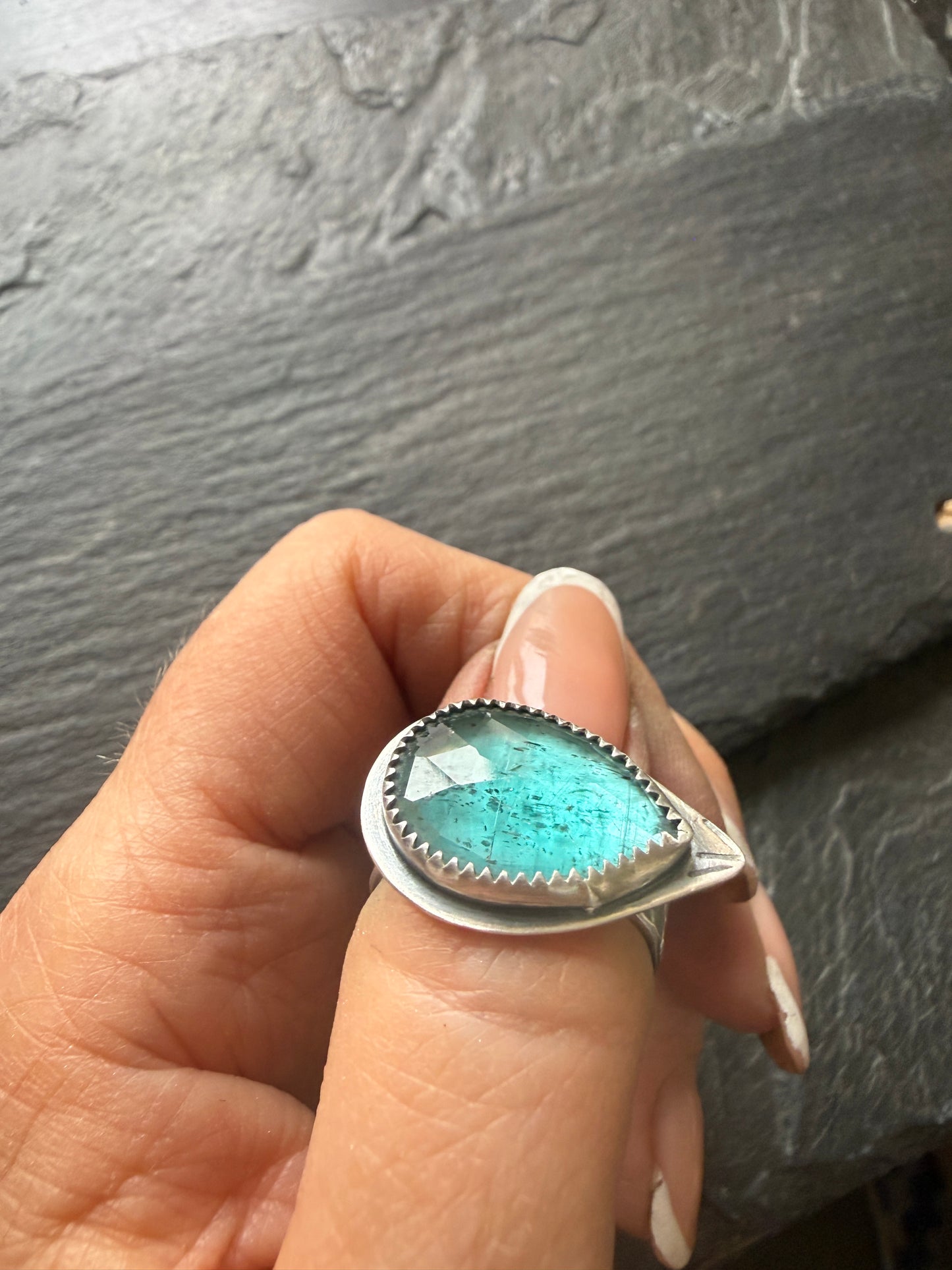 Teal Kyanite Ring US 7 UK 7 1/2