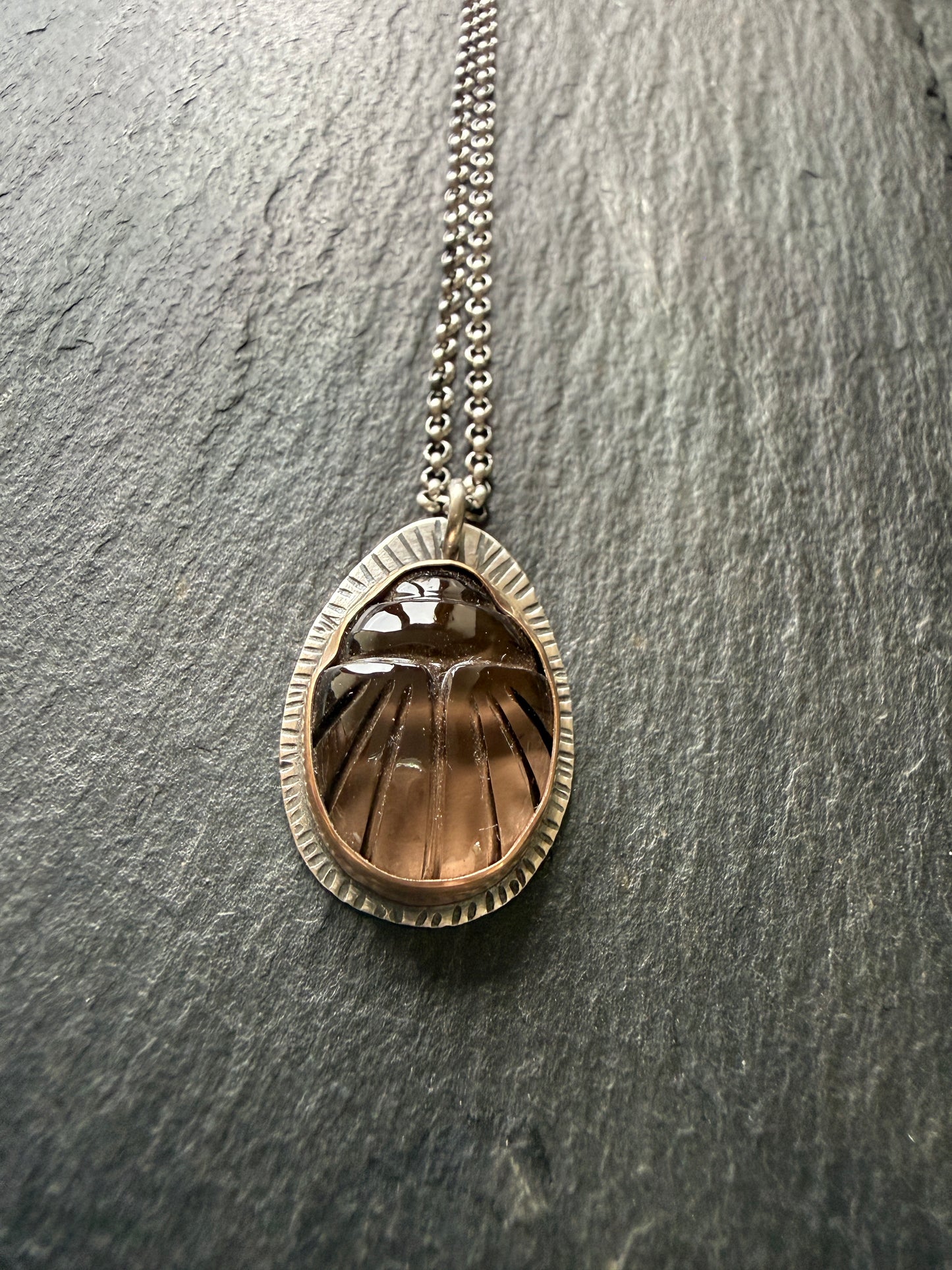 Smoky Topaz Scarab Pendant