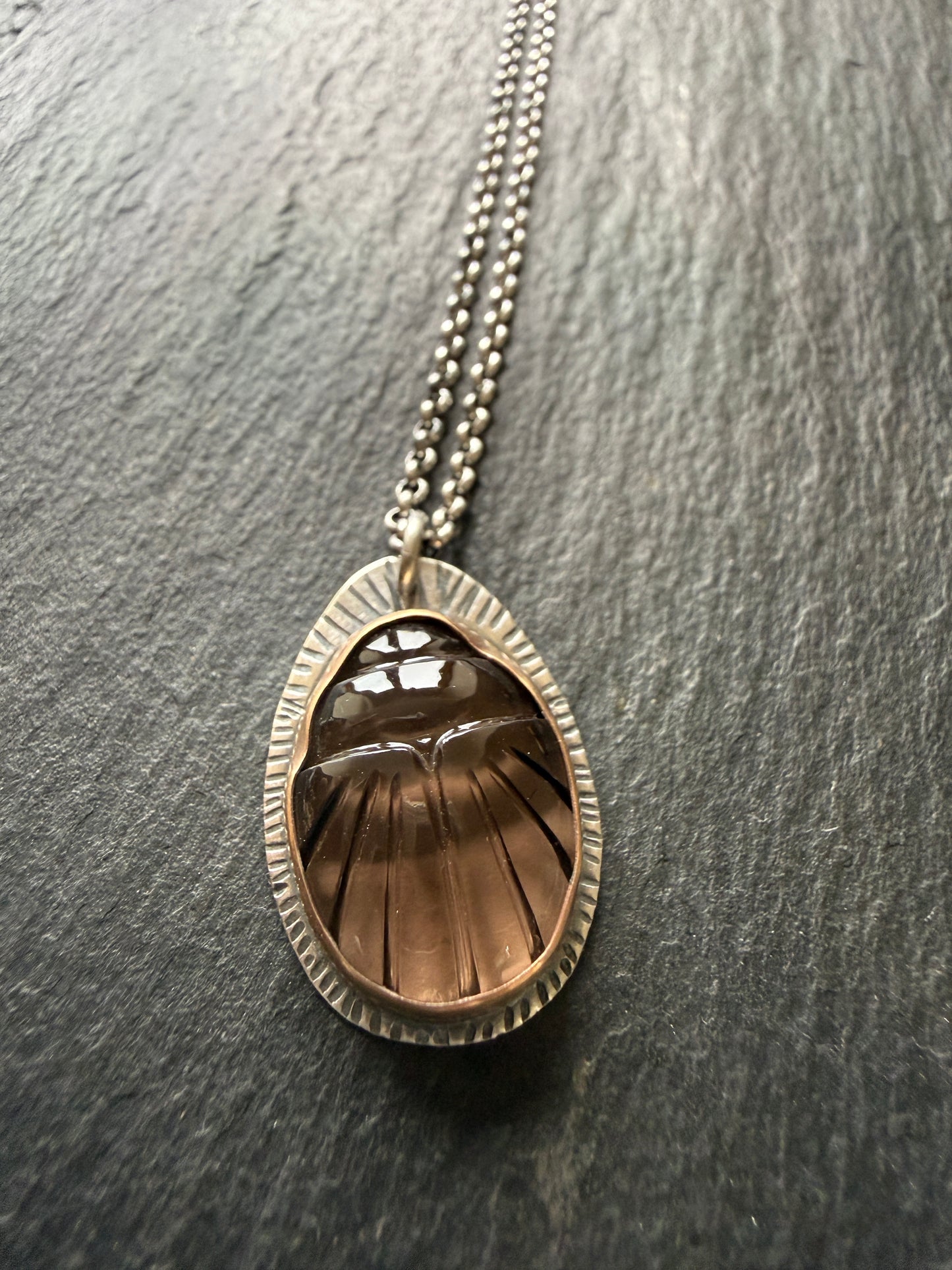 Smoky Topaz Scarab Pendant