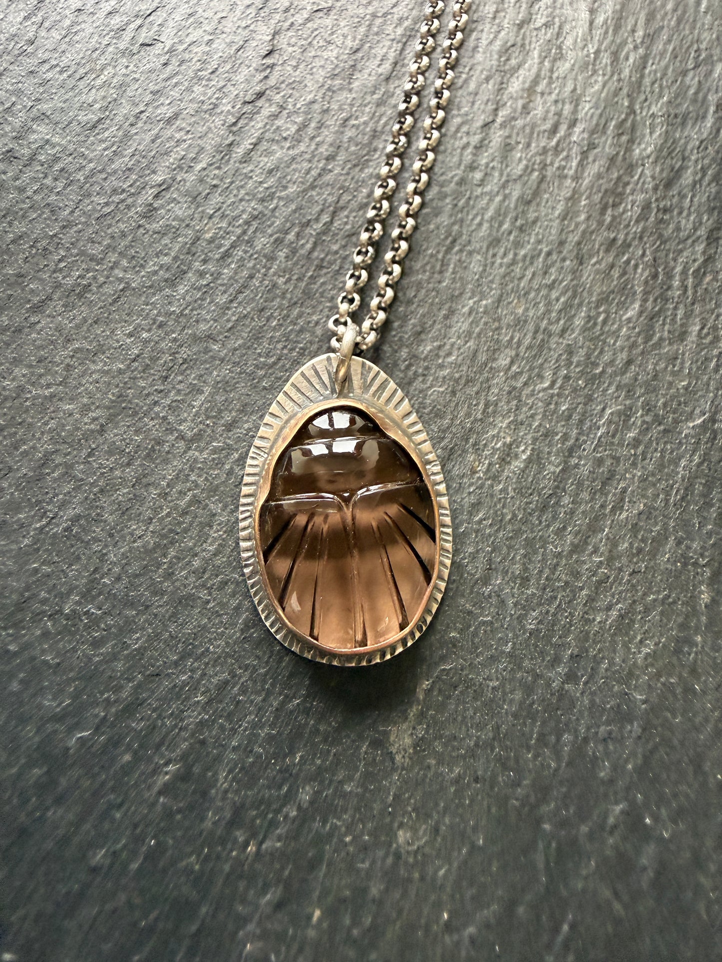 Smoky Topaz Scarab Pendant