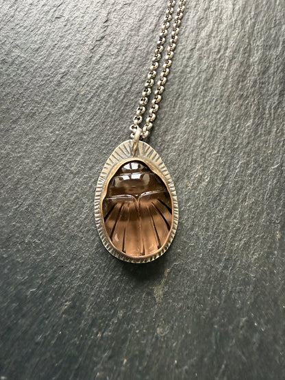 Smoky Topaz Scarab Pendant
