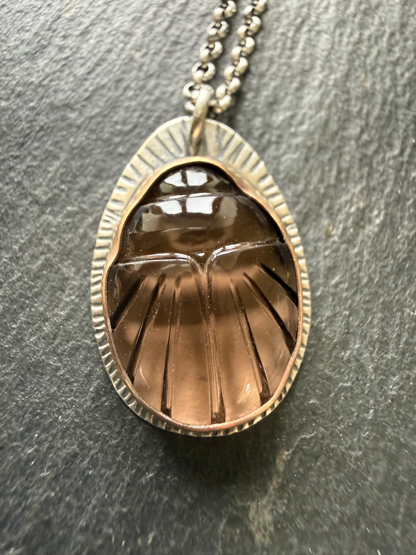 Smoky Topaz Scarab Pendant
