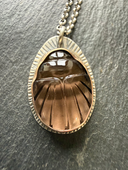 Smoky Topaz Scarab Pendant