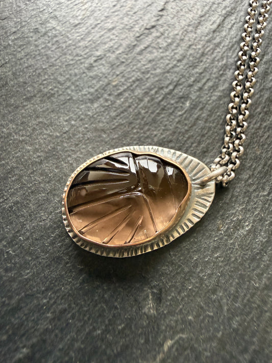 Smoky Topaz Scarab Pendant