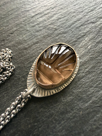 Smoky Topaz Scarab Pendant