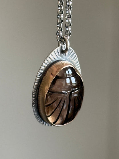 Smoky Topaz Scarab Pendant