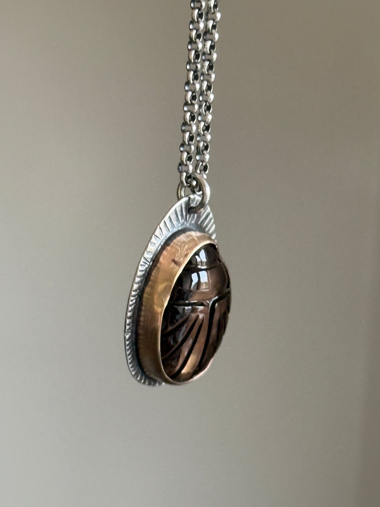 Smoky Topaz Scarab Pendant