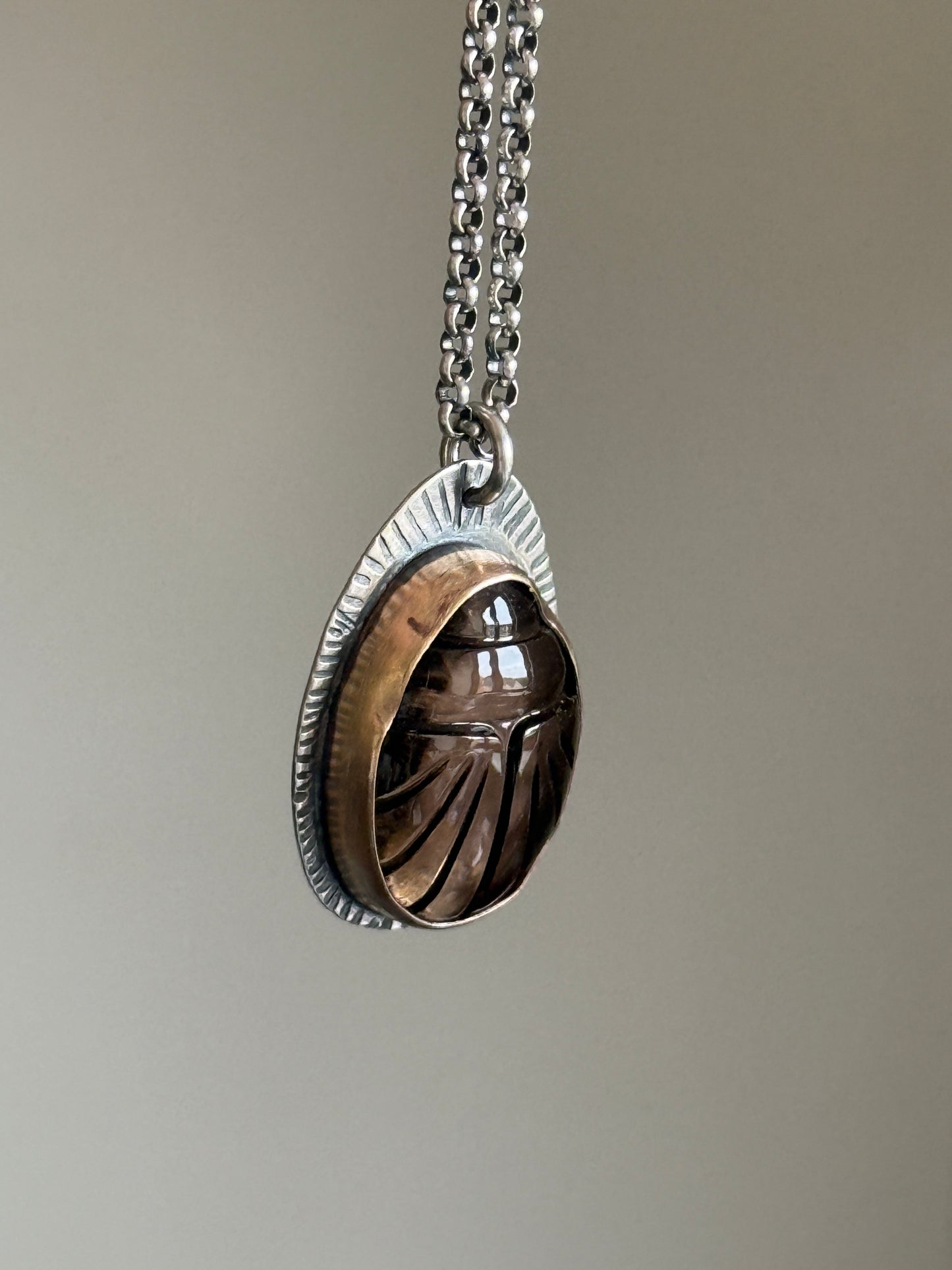 Smoky Topaz Scarab Pendant