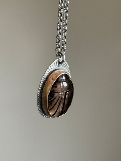 Smoky Topaz Scarab Pendant
