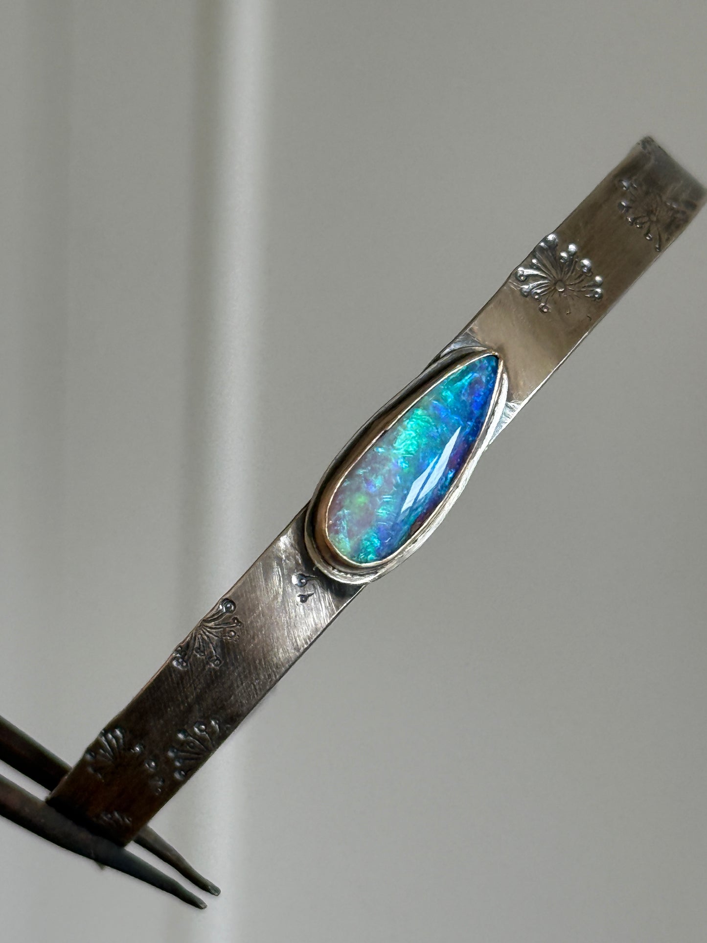Blue Opal Stamped Bangle