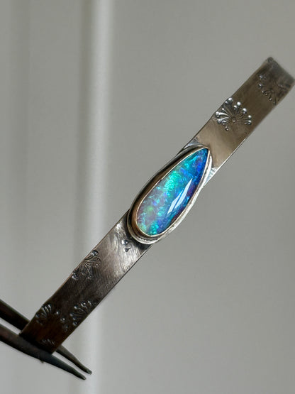 Blue Opal Stamped Bangle