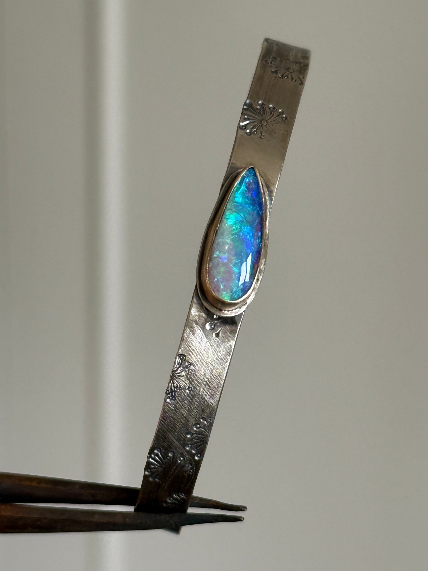 Blue Opal Stamped Bangle