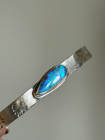 Blue Opal Stamped Bangle