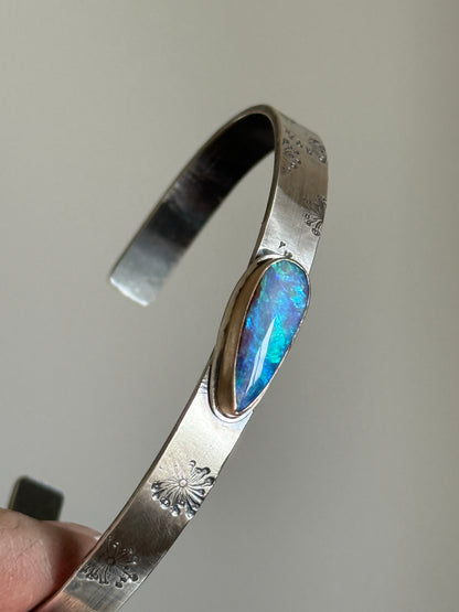 Blue Opal Stamped Bangle