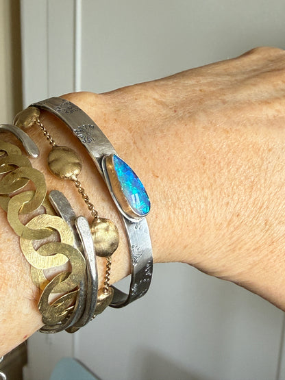 Blue Opal Stamped Bangle